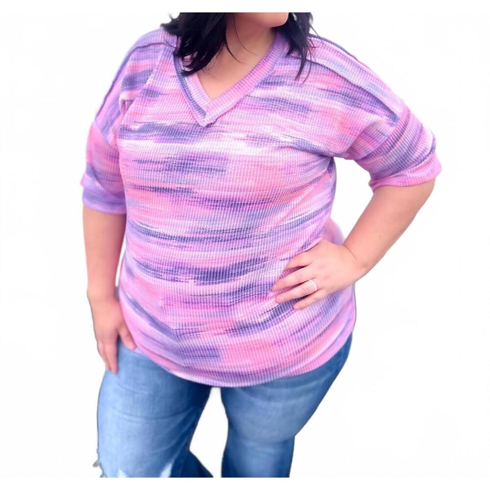 NEW HEIMISH USA kelly ribbed top in shades of pink